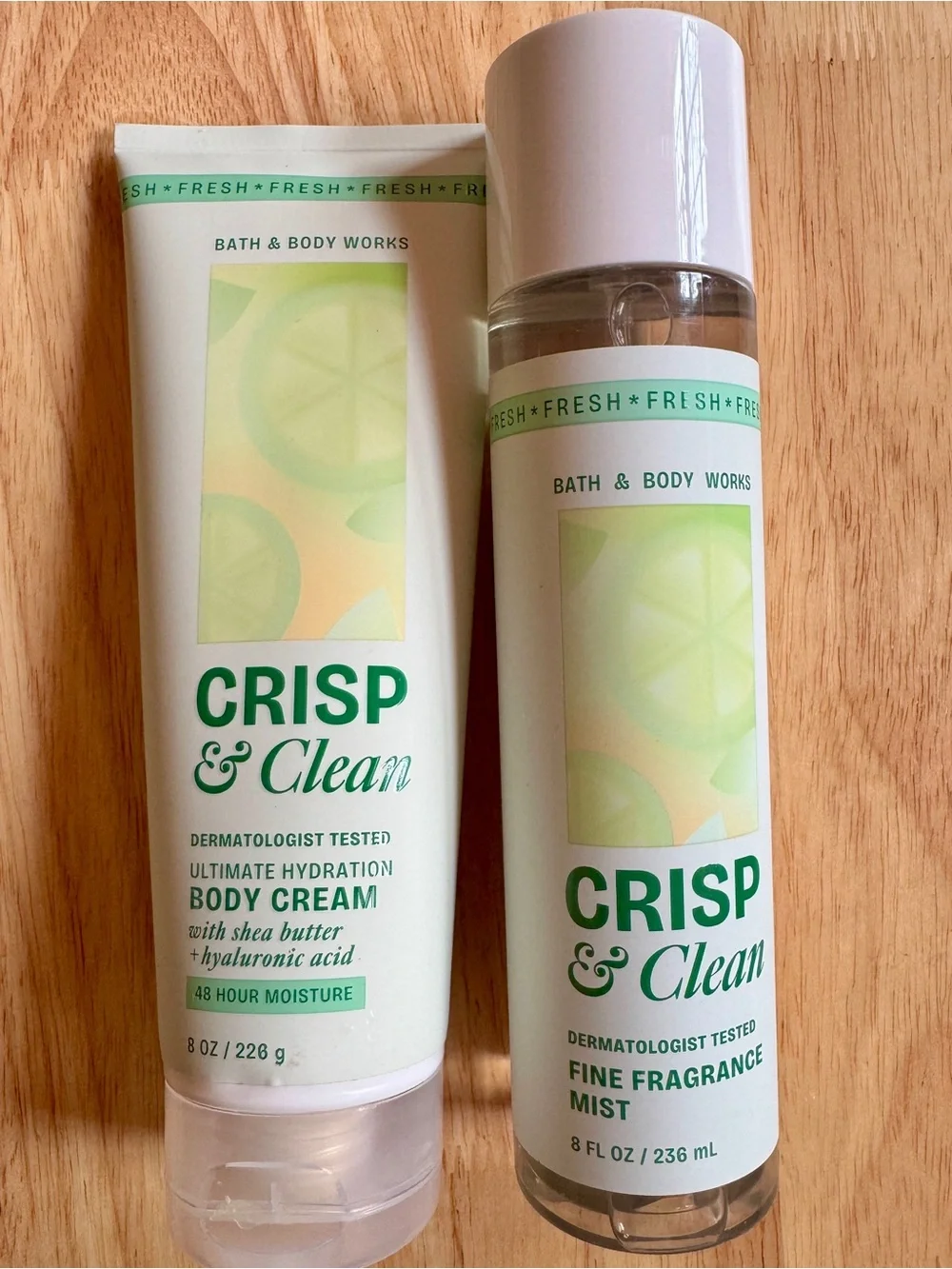 Bath & Body Works Crisp & Clean Body Cream & Fine Fragrance Mist - Light Green